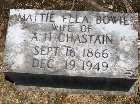 Mattie Ella Bowie Chastain 1866 1949 Find A Grave Memorial