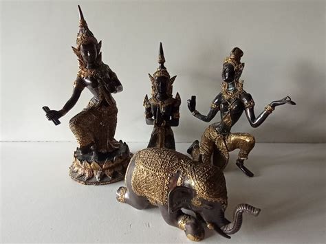 Gilded Bronze Statues Of Thai Dancers 4 Gilded Bronze Catawiki