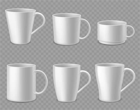 Coffee Mugs Realistic White Ceramic Mug Mockup For Espresso Cappucci