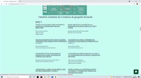 Printscreen Do Site Dos Anais Da Simp Sio Nacional De Geografia Da