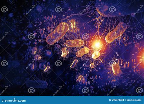 E.Coli Bacteria Cells 3D Illustration Stock Illustration - Illustration ...