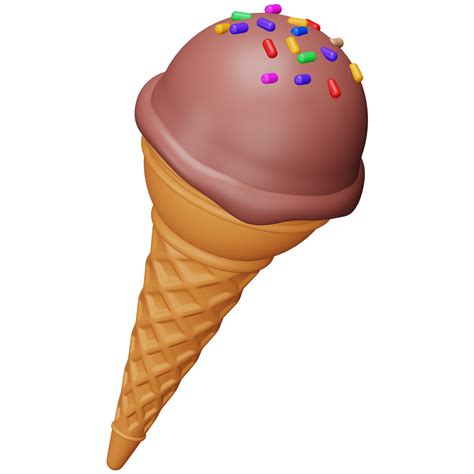 Chocolate Ice Cream Cone D Rendering Isometric Icon Png