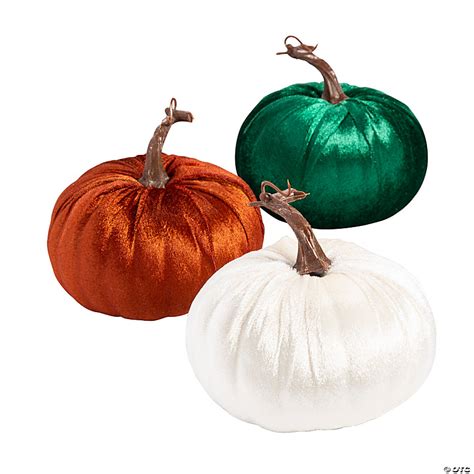 Fall Velvet Pumpkins 3 Pc Oriental Trading