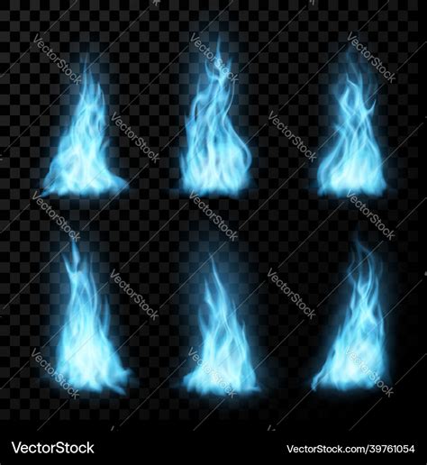 Burning Natural Gas Blue Flames Realistic Fire Vector Image