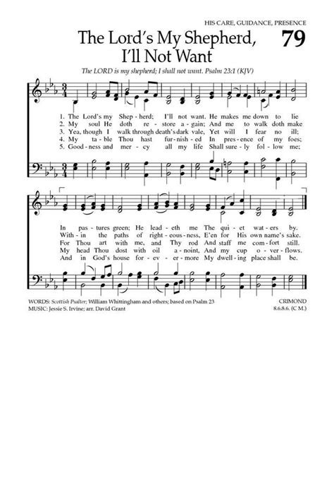 Baptist Hymnal 2008 79 The Lord S My Shepherd I Ll Not Want Hymnary Org