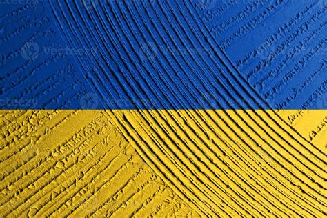 Ukrainische Staatsflagge Textur Konkrete Grunge Wand In Gelb Blauer