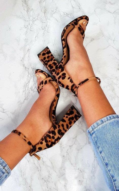 Leopard Print Peep Toe Buckle Strap High Heels Sandals High Heels