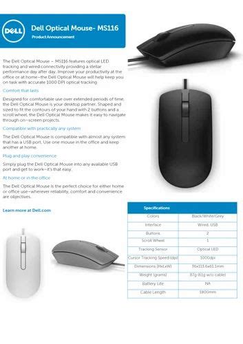 Dell Ms Usb Wired Optical Mouse At Rs Piece Dell Computer