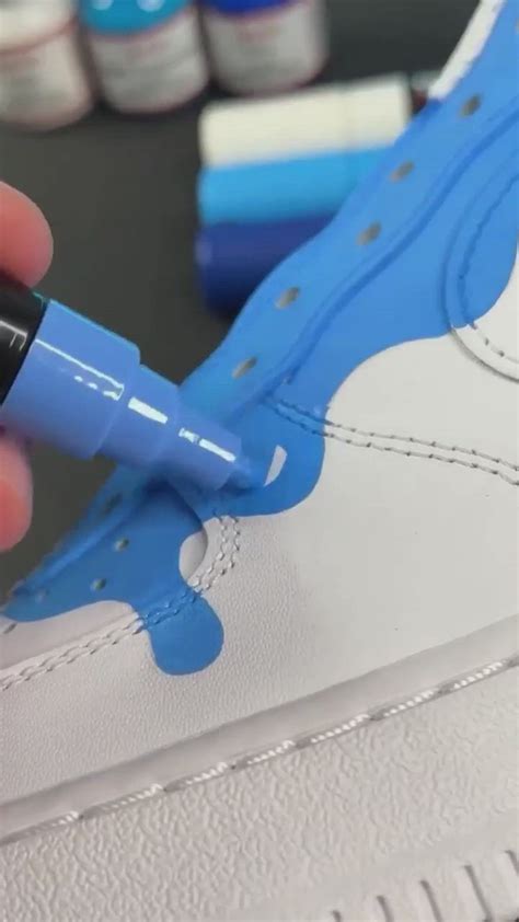 Nike Air Force 1 Sneakers In White Blue Paint Drip Effect