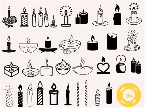 Candle Svg Bundle Floral Candle Svg Candles Clipart Wax Candle Svg