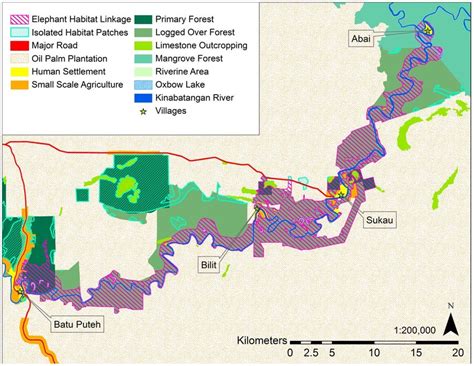 Map of the Elephant Habitat Linkage and isolated suitable elephant... | Download Scientific Diagram