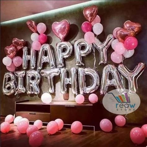 Jual Paket Dekorasi Hiasan Balon Ulang Tahun Happy Birthday Pink Di