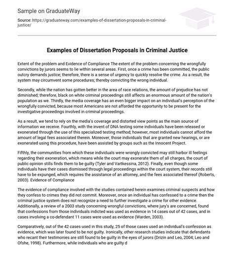 ⇉Examples of Dissertation Proposals in Criminal Justice Essay Example ...