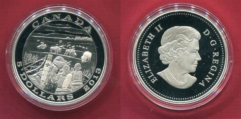 Kanada 5 Dollars Silbermünze 2013 Tradition of Hunting Bison proof in