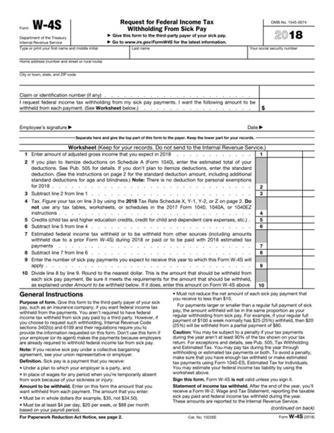 Irs Form W 4V Printable