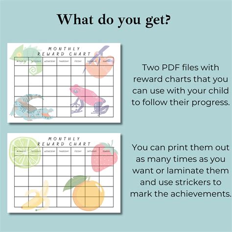 Two Printable Monthly Reward Charts Etsy