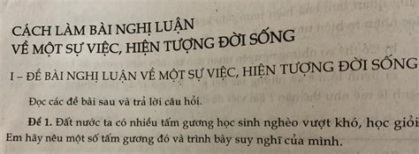 CÁch LÀm BÀi NghỊ LuẬn VỀ MỘt SỰ ViỆc HiỆn TƯỢng ĐỜi SỐng I ĐỀ BÀi