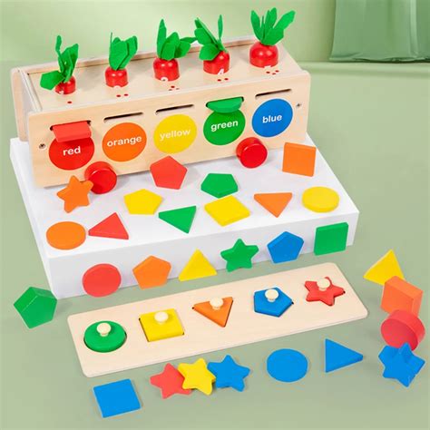 Pt Wooden Sorting Stacking Toy Color Shape Early Educational Block