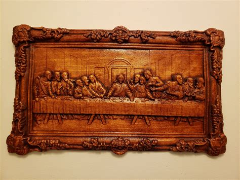 The Last Supper 3D Solid Wood Carving Etsy