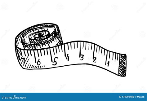 Rolled Up Tape Measure Sketch. Measuring Tape. Sewing Craft Attribute ...