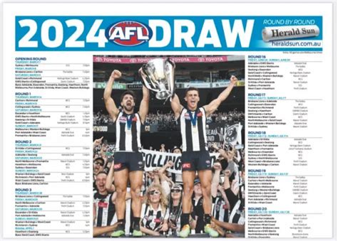 2024 AFL FOOTBALL All Teams Match Fixture Draws Poster, 2 Set ,Free ...