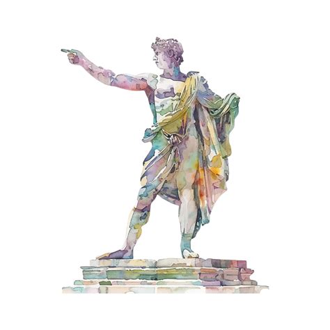 Premium Vector | Statue of the god Helios of Rhodes watercolor on white ...