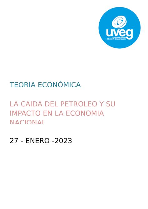 LA Caida DEL Petroleo Y SU Impacto EN LA Economia Nacional TEORIA