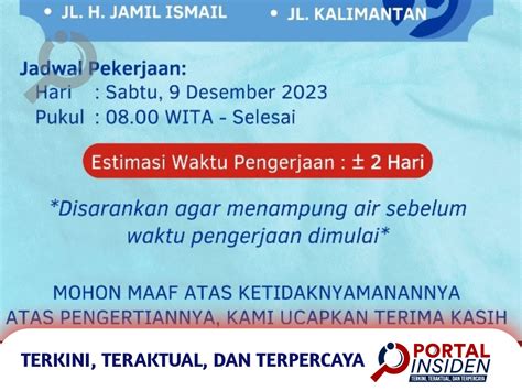 Pam Tirta Karajae Umumkan Gangguan Penyaluran Air Bersih Portal Insiden