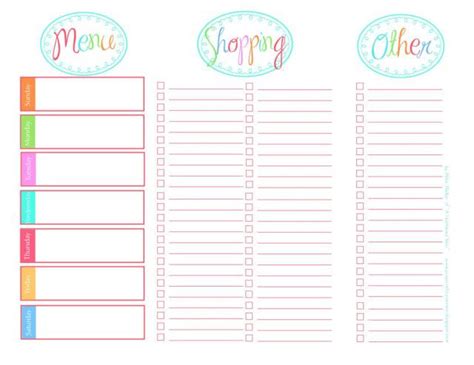 20 Free Menu Planner Template