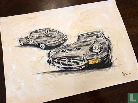 Jaguar e-Type Pencil Drawing 1 (2022) - Robino, Max - LastDodo