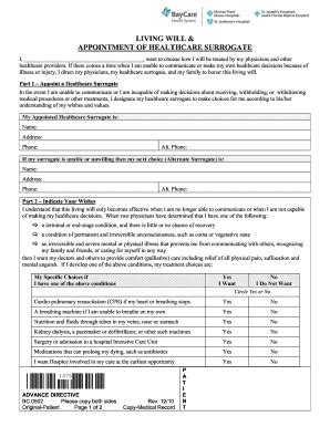 Printable Difference Between Advance Directive And Living Will Forms