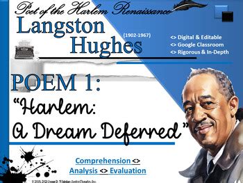 Langston Hughes Harlem A Dream Deferred Poem Study Resource By James