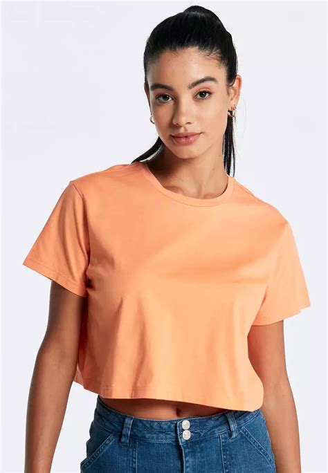 Jual Max Fashions Max Fashions Solid Boxy Crop T Shirt With Round Neck