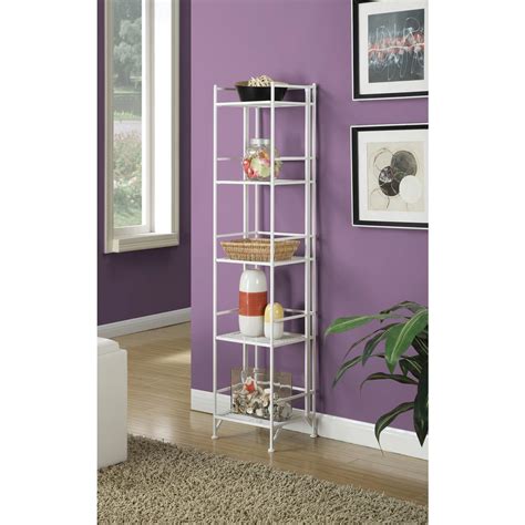 Convenience Concepts Designs2go White 5 Tier Folding Metal Shelf 8016w