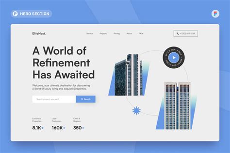 Elitenest Real Estate Hero Section Figma Template Design Templates