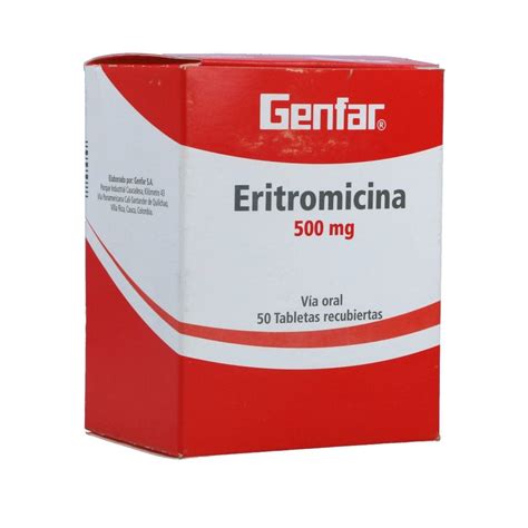 Eritromicina Genfar Mg Blister X Tabletas Cruz Verde