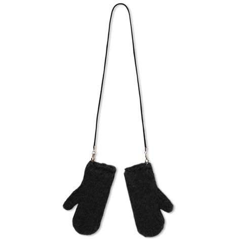 Max Mara Ombrato Teddy Mittens Black END UK