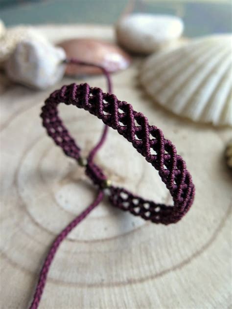 Celtic Knot Unisex Dark Burgundy Macrame Bracelet Elven Micro Macrame