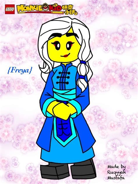 The Lego Character Is Dressed In Blue And Has Long White Hair Holding