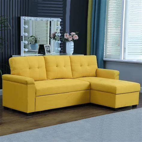 Furny Alivoya Seater Fabric Rhs L Shape Sofa Set Yellow Amazon In