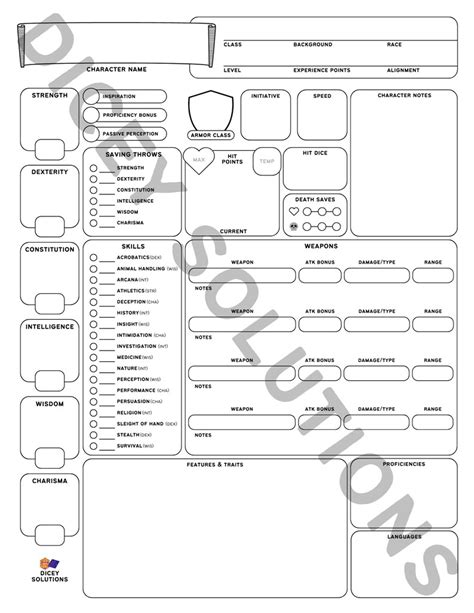 Dnd Character Sheet 5e And Spell Sheets Printable Pdfs For Dungeons And Dragons 5th Edition Etsy