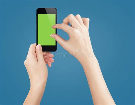 Female Hands Holding Mobile Phone With Blank Screen Isolated Stock