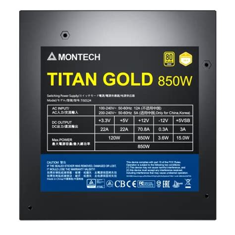 Montech Titan Gold 850W High End ATX Gaming Power Supply