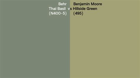 Behr Thai Basil N Vs Benjamin Moore Hillside Green Side By