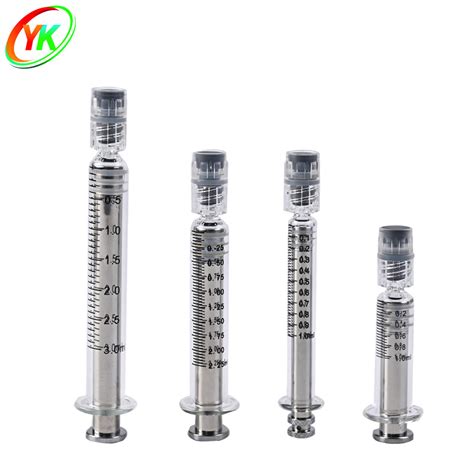 Luer Lock 1ml 2 25ml 3ml Glass Syringe With Silver Metal Plunger