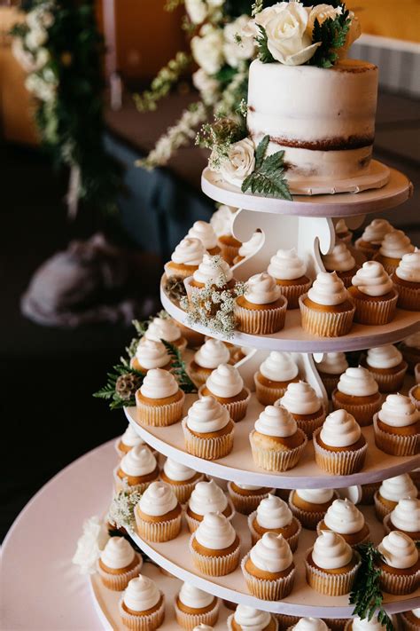 Simple Vanilla Cupcake Tower Paige Tommy S Wedding Wedding Cakes