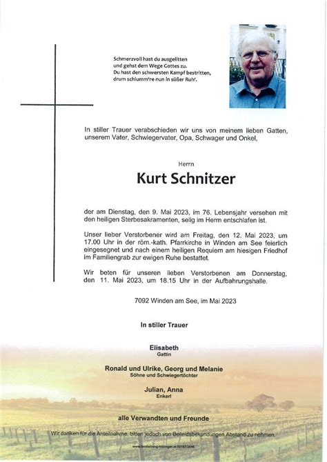 Kurt Schnitzer Bestattung Hitzinger Ihr Bestatter Im Raum Neusiedl