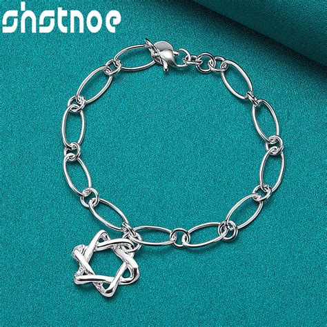 Shstone Cadena Ovalada De Plata De Ley Para Mujer Pulseras De Marca