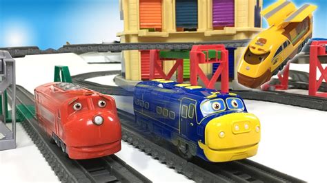 Chuggington Wilson And Brewster Race On Trackmaster Train Tracks