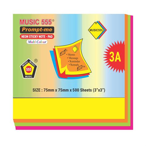 X Prompt Me Neon Multi Sticky Note Pad Sheets Bharani